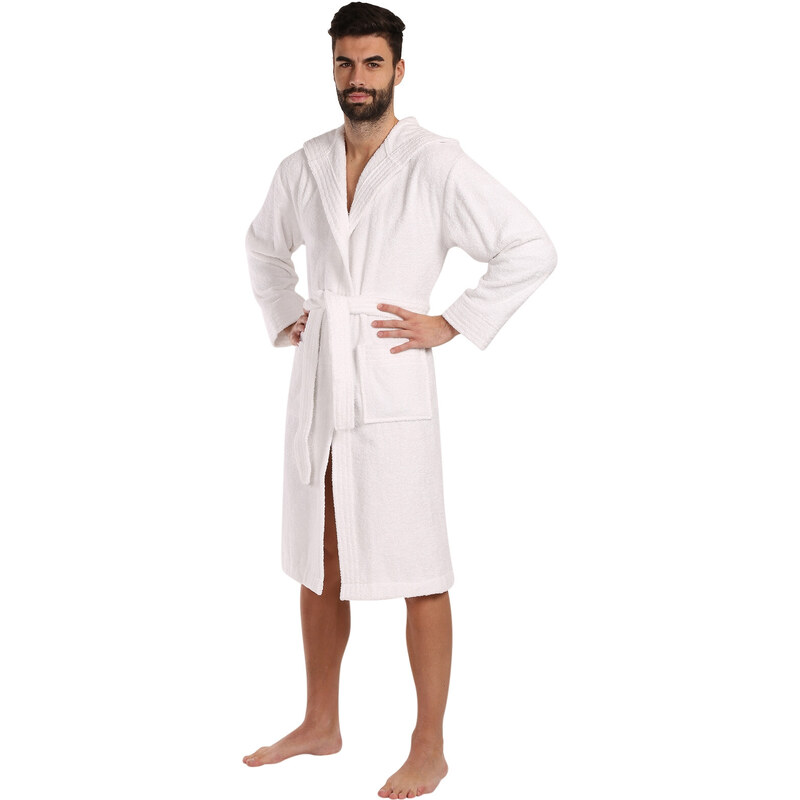 Pánsky župan s kapucňou L&L bielý (2104) 48132001