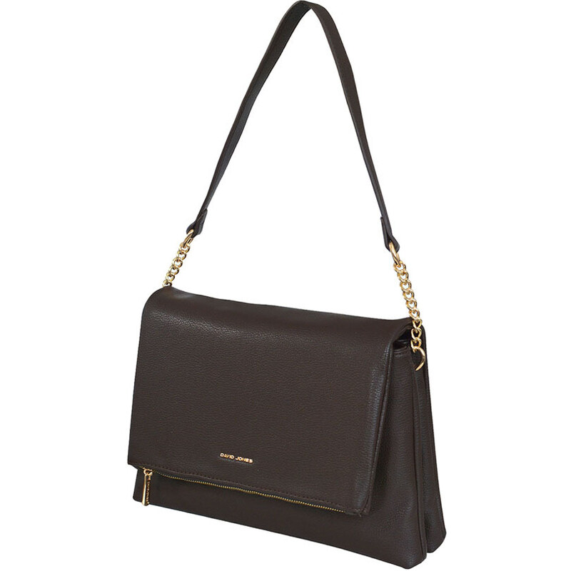 Tmavohnedá praktická kabelka cez plece David Jones LM7958 48136378