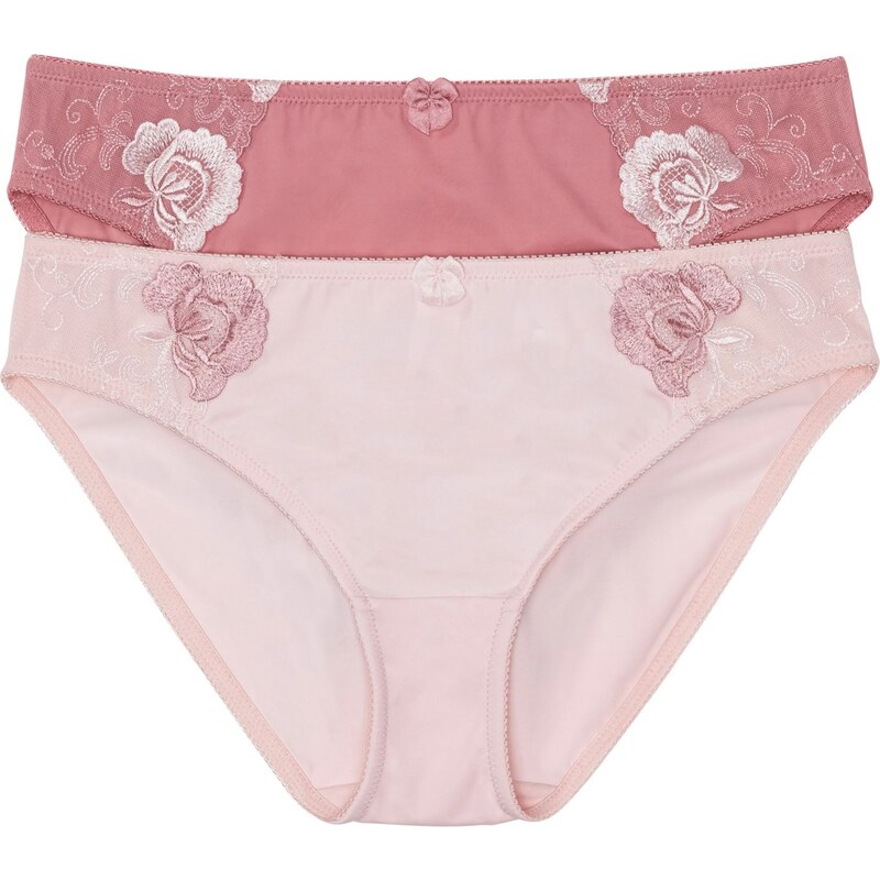 bonprix Nohavičky s výšivkou (2 ks v balení), farba ružová 44733368