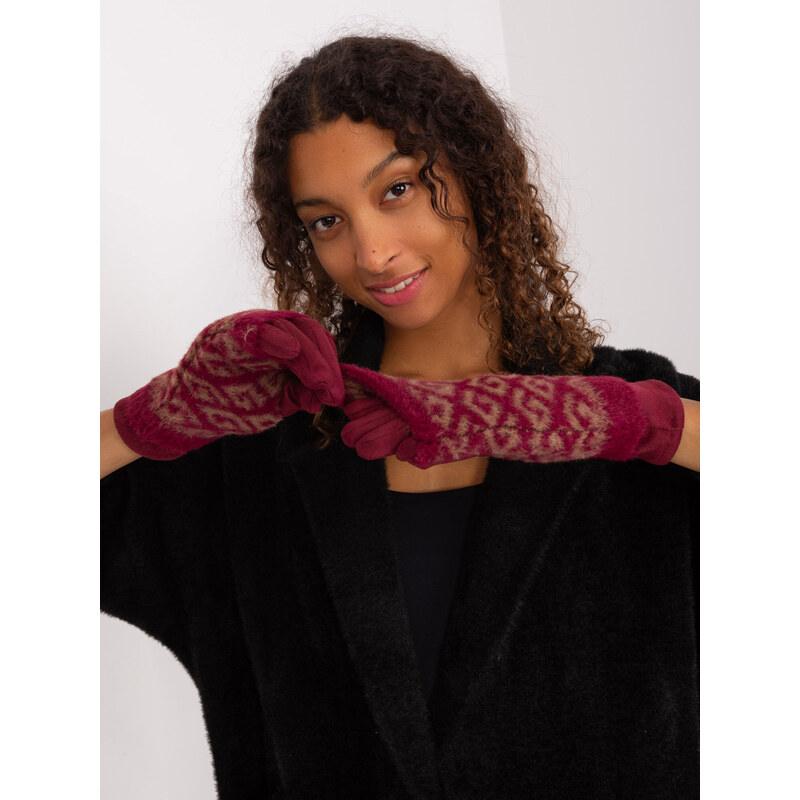 Wool Fashion Italia Gloves-AT-RK-2310.91-burgundy 64664315