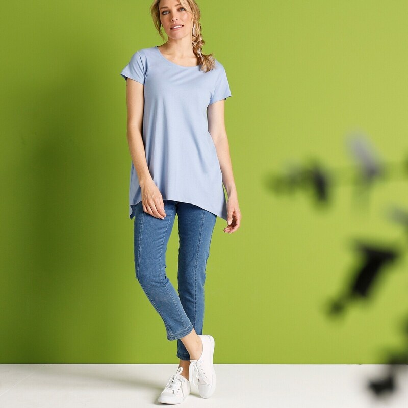 7/8 bielené džegíny, eco-friendly zapratá modrá 040 Blancheporte 48147911