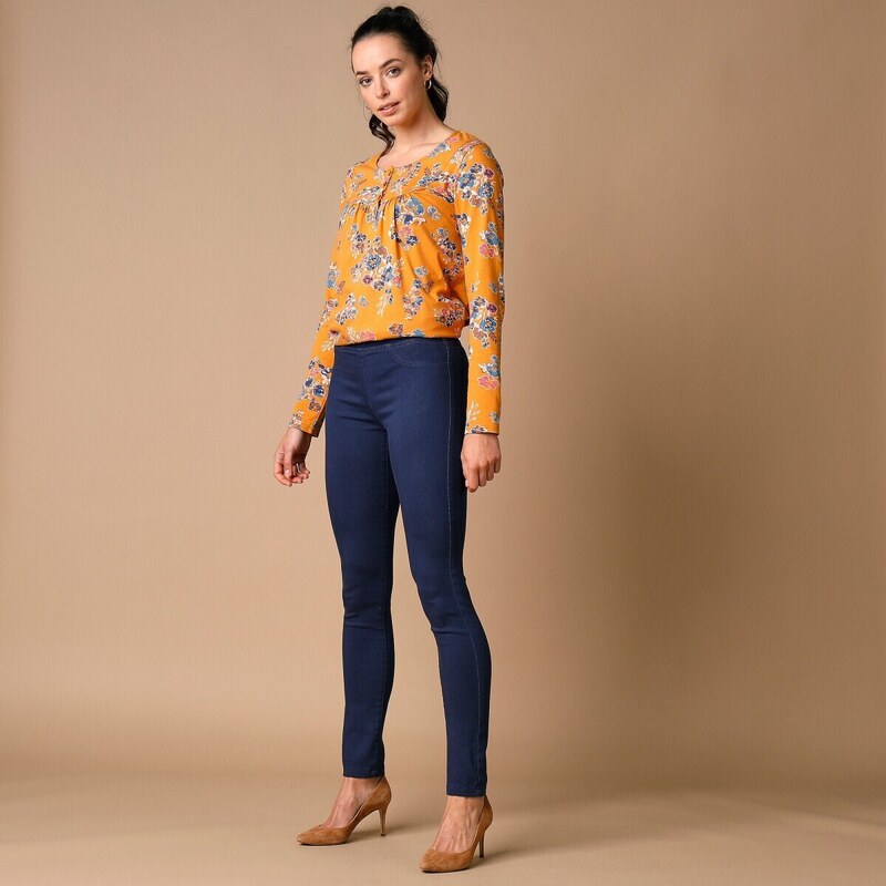 Pohodlné džegíny s pružným pásom, pre nižšiu postavu nám.modrá 052 48148022