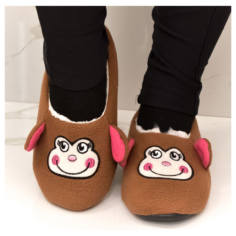 AURA.VIA Detské hnedé ponožkové papuče PIXXAR 30-35 48151542