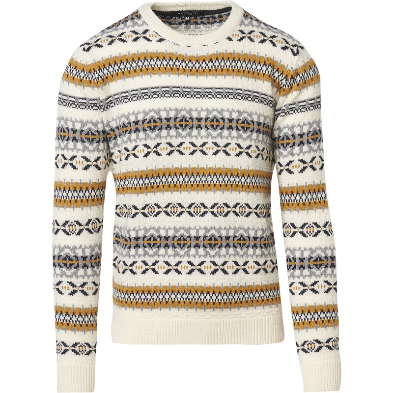 KOROSHI Sveter Punto farba ťavej srsti / svetlosivá / čierna / biela 54267270