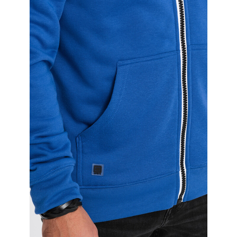 Ombre Clothing BASIC pánska mikina s kapucňou - modrá V9 OM-SSBZ-0118