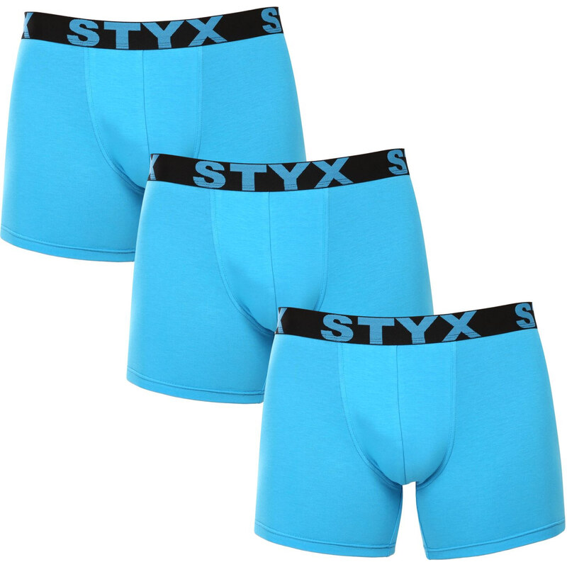 3PACK pánske boxerky Styx long športová guma svetlo modré (3U1169) 48181911