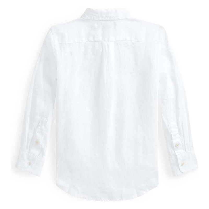 Detská ľanová košeľa Polo Ralph Lauren biela farba