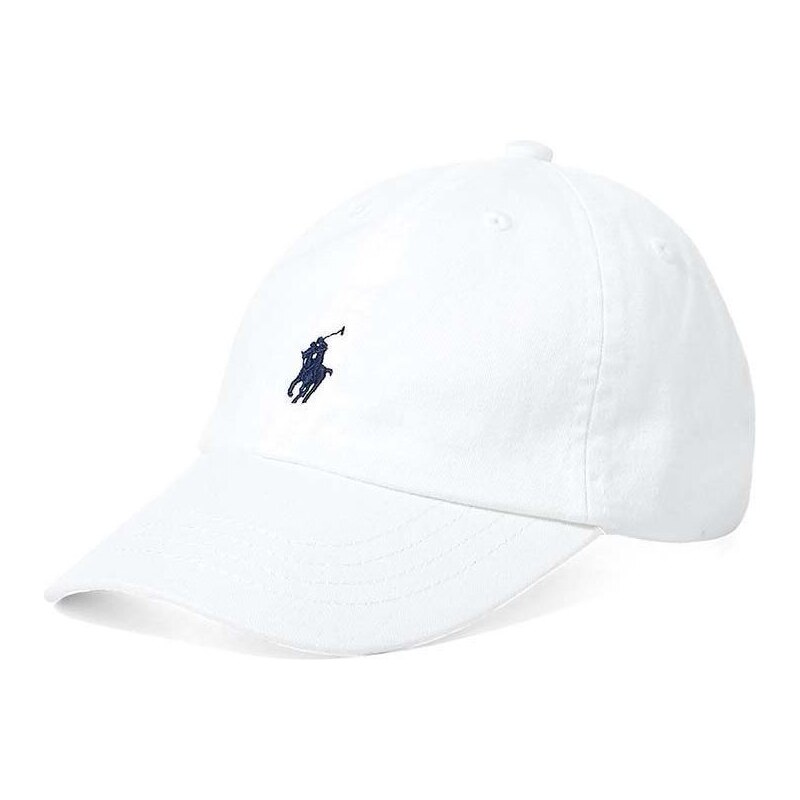 Bavlnená čiapka Polo Ralph Lauren biela farba, s nášivkou