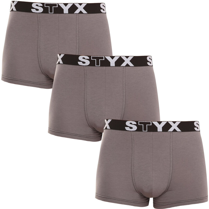 3PACK pánske boxerky Styx športová guma tmavo sivé (3G1063) 50715826