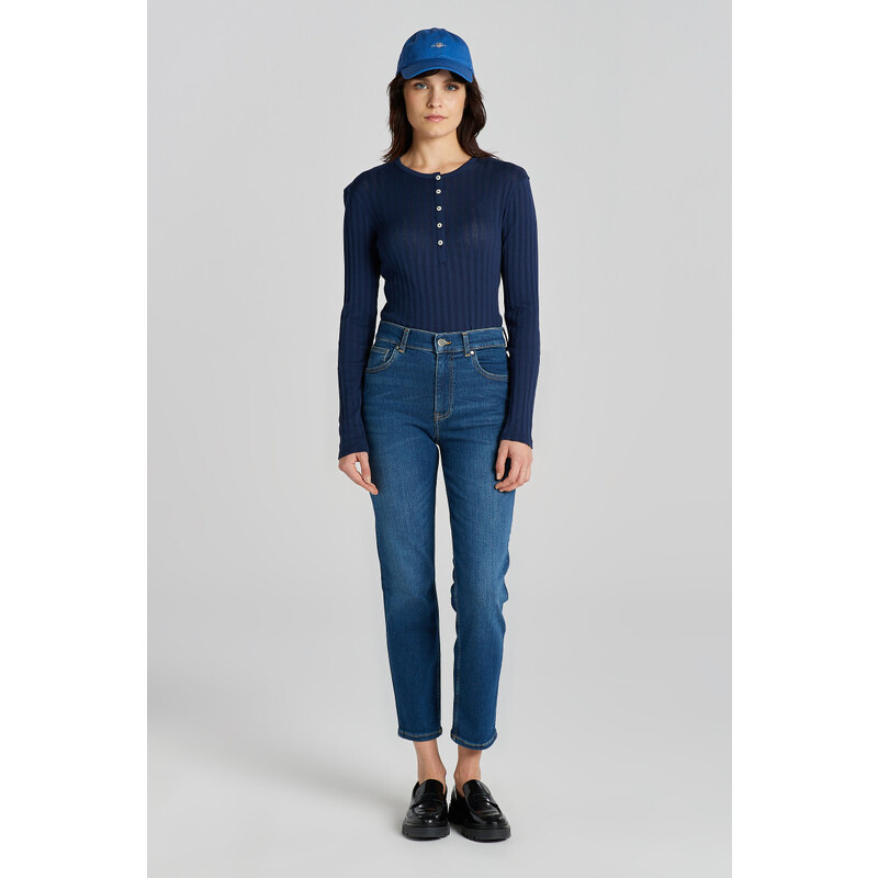 DŽÍNSY GANT CROPPED SLIM JEANS DARK BLUE BROKEN IN 49041160
