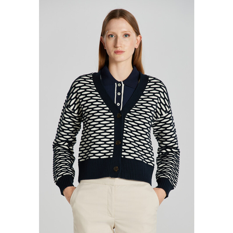 KARDIGÁN GANT INTARSIA CARDIGAN EVENING BLUE 47419388
