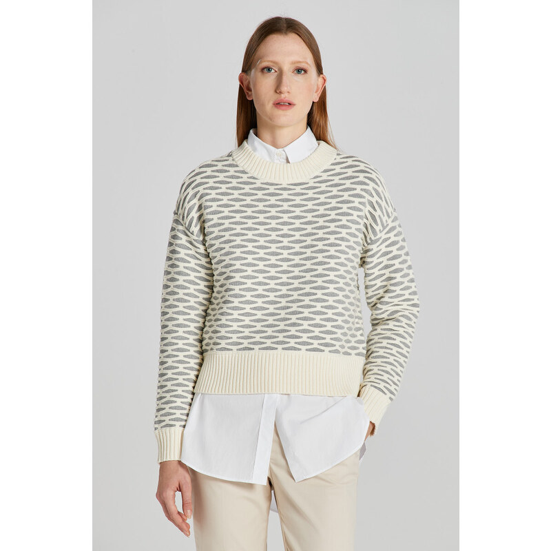 SVETER GANT INTARSIA C-NECK GREY MELANGE 47419389