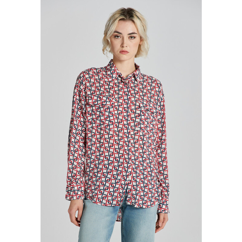 BLÚZKA GANT REL GEOMETRIC PRINT SHIRT CREAM 47308568