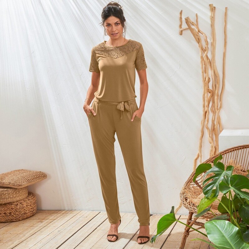 Jednofarebné úpletové nohavice hnedá 040 Blancheporte 48218517