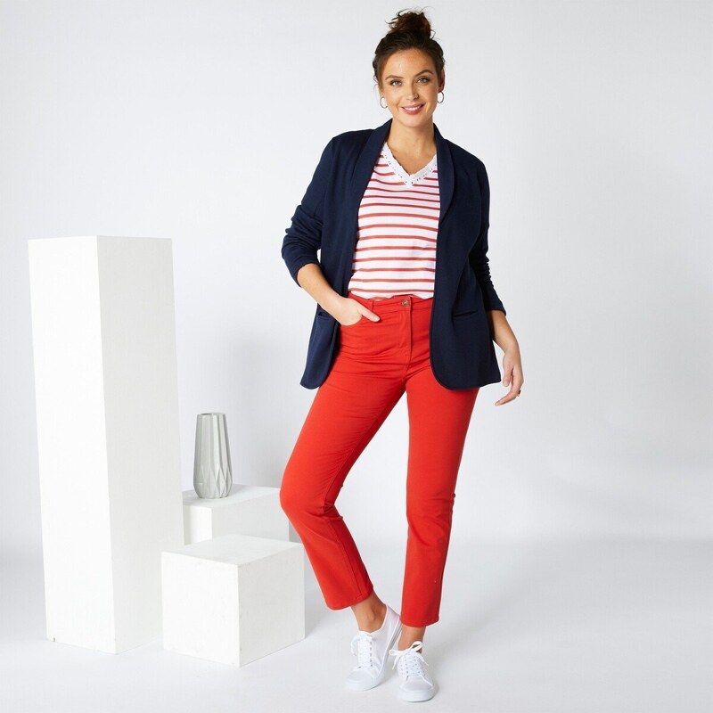 Rovné skrátené nohavice papriková 048 Blancheporte 48219070