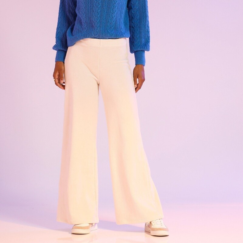 Široké menčestrové nohavice béžová 044 Blancheporte 48199148