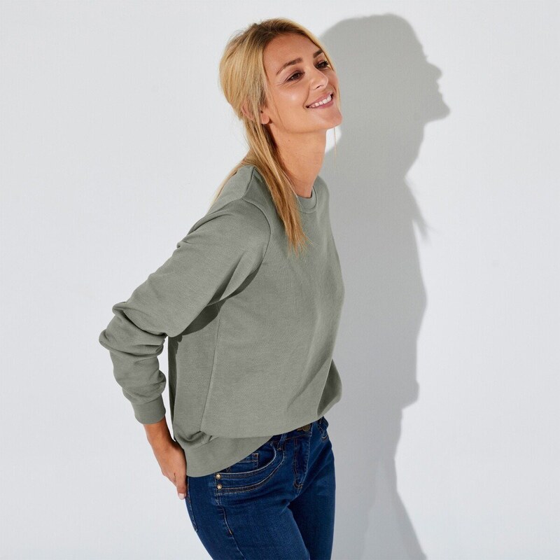 Mikina z česaného moltonu svetlá khaki 040 Blancheporte 63924799