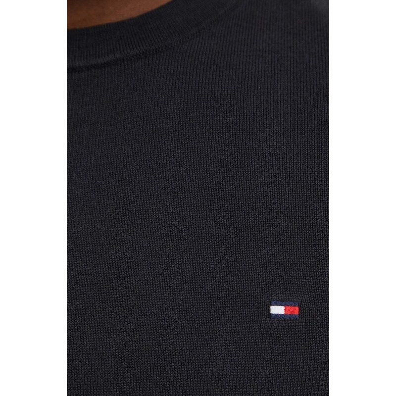 Bavlnený sveter Tommy Hilfiger čierna farba, tenký, MW0MW32026