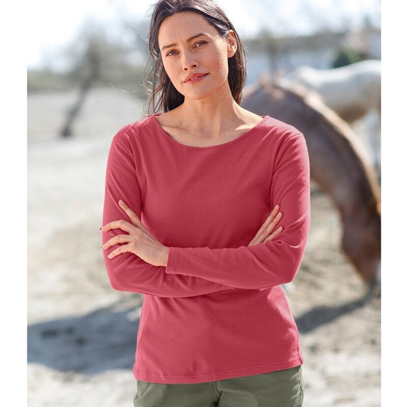 Jednofarebné tričko z bio bavlny s dlhými rukávmi čerešňová 040 48518501