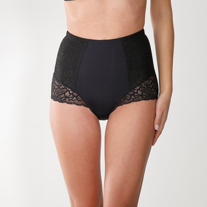 Zoštíhľovacie vysoké nohavičky s čipkou čierna 048 Blancheporte 49355571