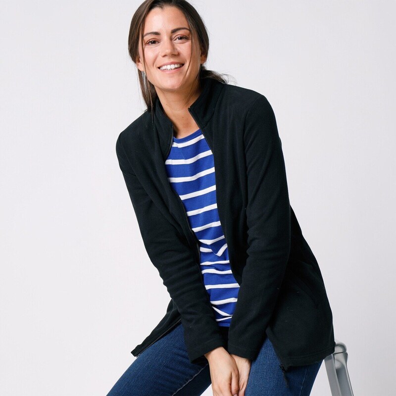 Jednofarebná mikina na zips čierna 036 Blancheporte 48518522