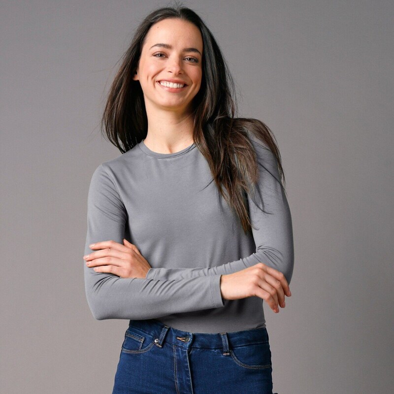 Strečové tričko s okrúhlym výstrihom sivá 040 Blancheporte 48518525