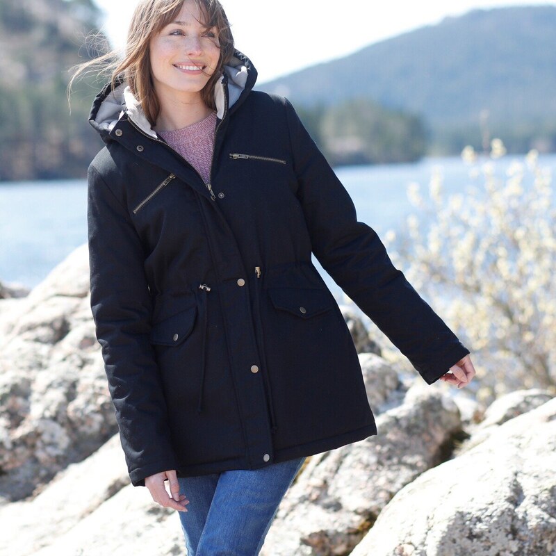 Nepremokavá parka s fleecovou podšívkou čierna 036 Blancheporte 48402639