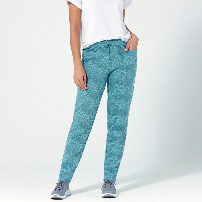 Melírované moltonové dlhé nohavice tyrkysový melír 044 Blancheporte 48219048