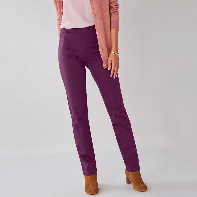 Džegíny s pružným pásom a efektom plochého brucha slivková 036 62465624