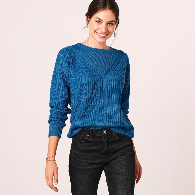 Pulóver so vzorom petrolejová 036 Blancheporte 48199162