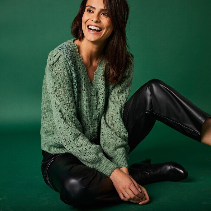 Sveter s výstrihom do V so zvlneným zakončením 052 Blancheporte 48198996