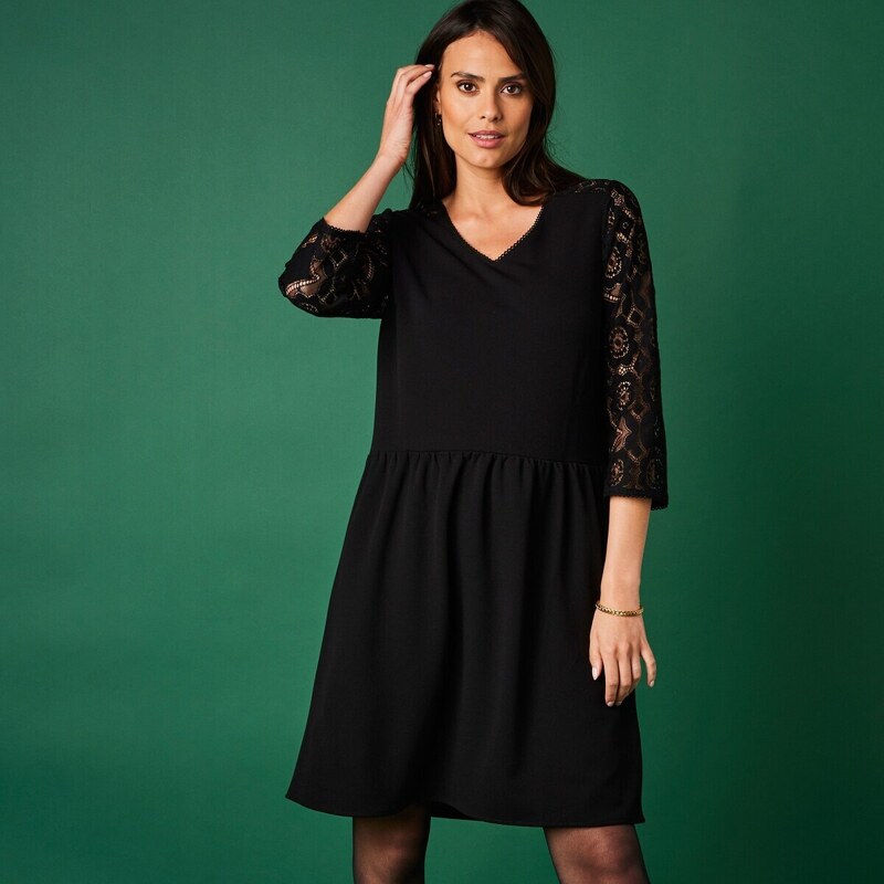 Šaty s čipkou čierna 036 Blancheporte 48199111
