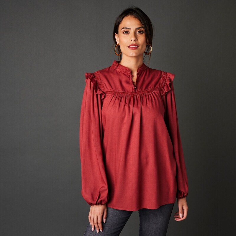 Vzdušná jednofarebná blúzka tehlová 042 Blancheporte 48199024