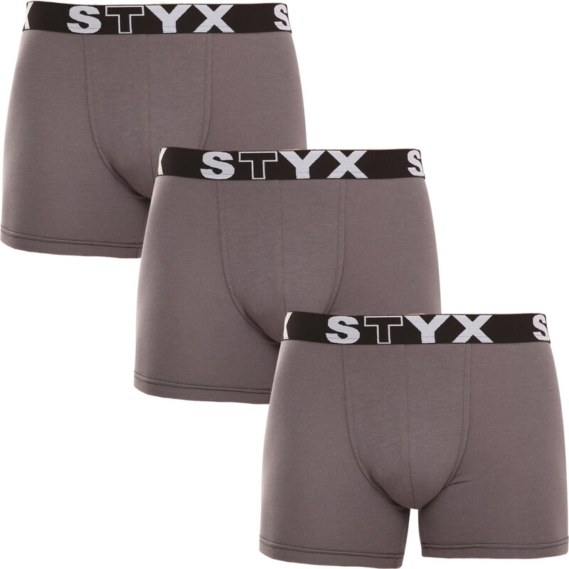 3PACK pánske boxerky Styx long športová guma tmavo šedé (3U1063) 48197616