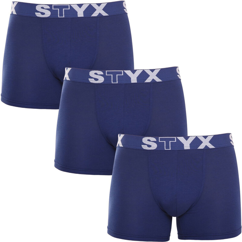 3PACK pánske boxerky Styx long športová guma tmavo modré (3U968) 48197617