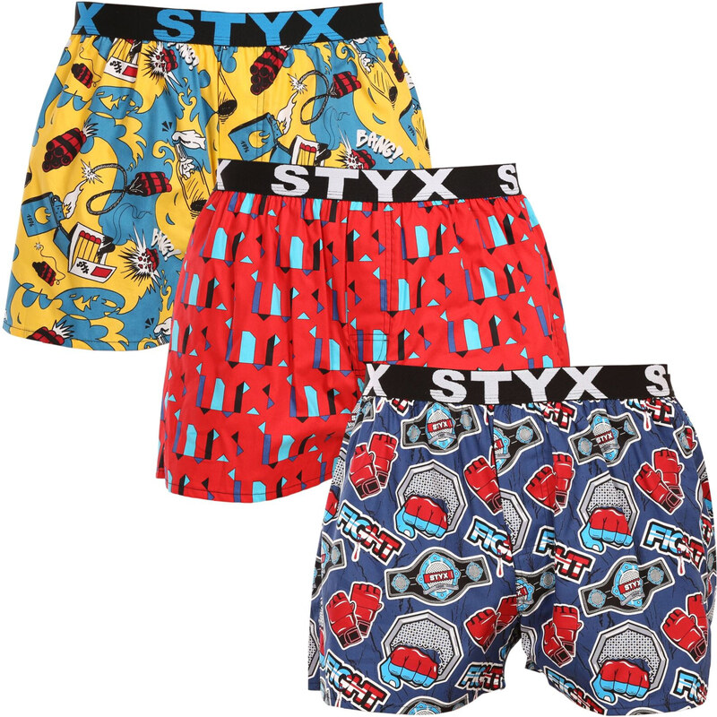 3PACK pánske trenky Styx art športová guma viacfarebné (3B15690) 48197618
