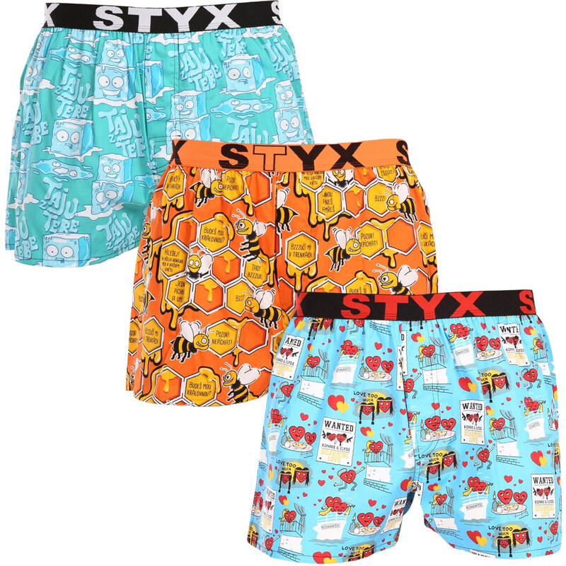 3PACK pánske trenky Styx art športová guma viacfarebné (3B16476) 48197619