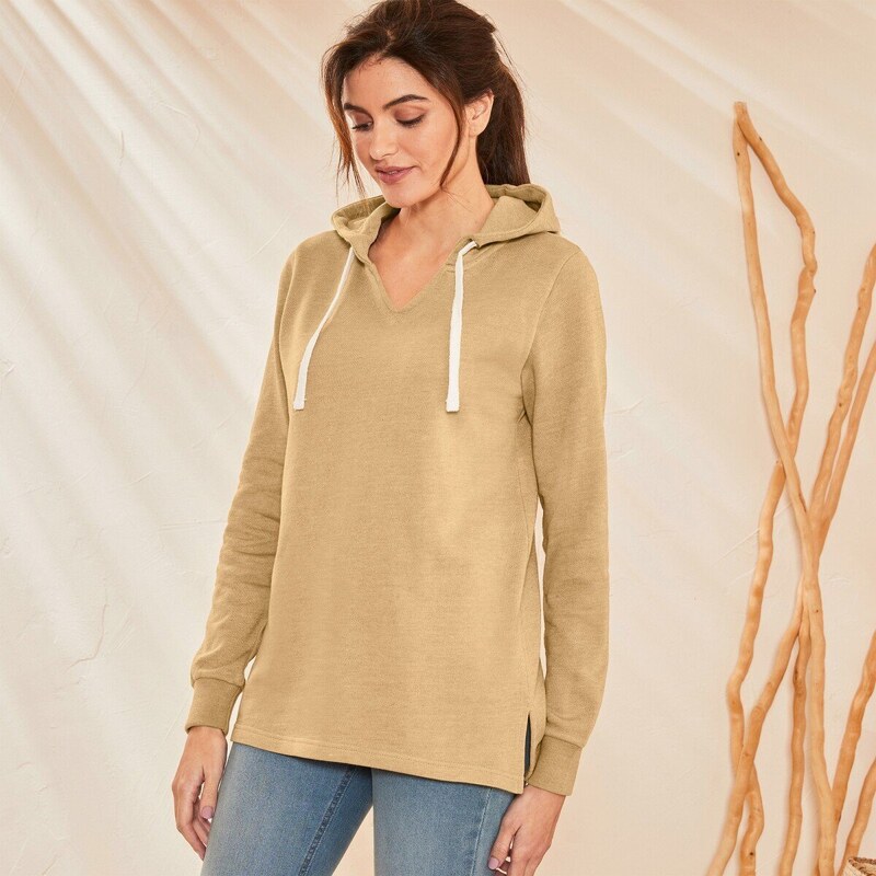 Mikina s kapucňou, jednofarebná kari 050 Blancheporte 48492606