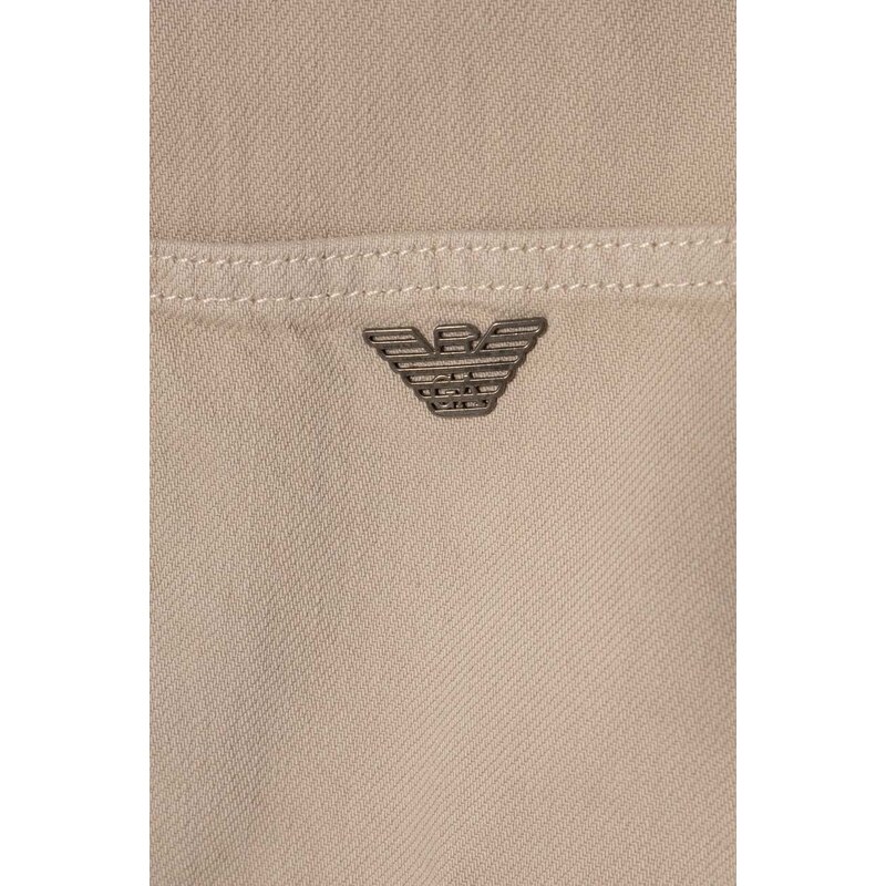Bavlnená košeľová bunda Emporio Armani béžová farba