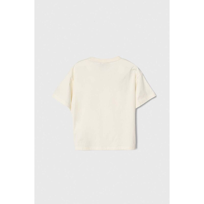 Detské bavlnené tričko Emporio Armani béžová farba