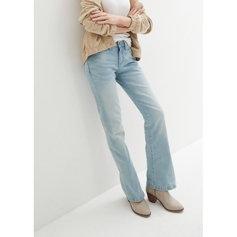 bonprix Strečové džínsy, BOOTCUT, stredná výška pásu, farba modrá 44732996