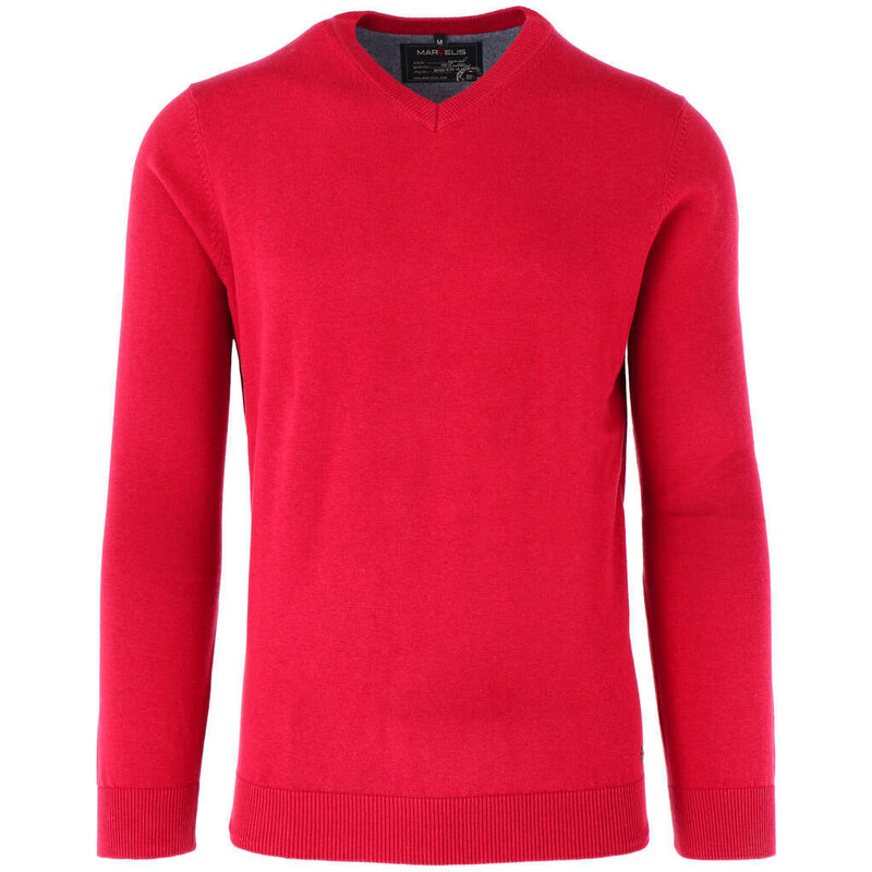Pánsky bavlnený červený pulóver MARVELIS 48202378