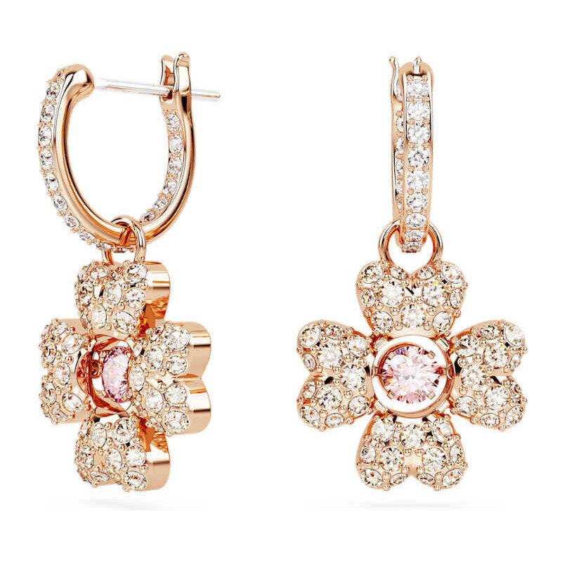 Swarovski Bronzové náušnice 2v1 Štvorlístok s kryštálmi Idyllia 66594005