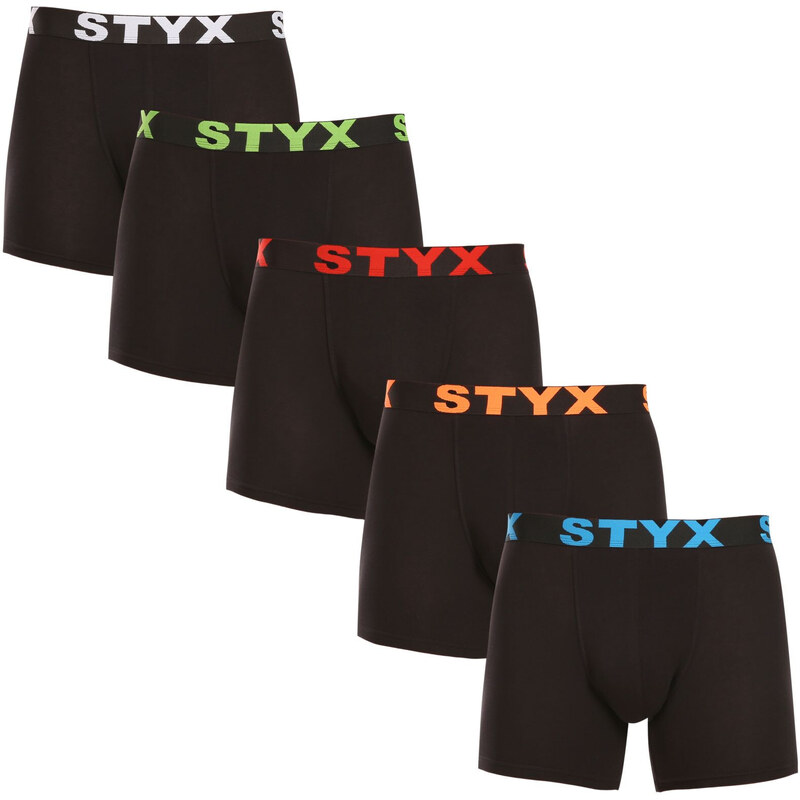 5PACK pánske boxerky Styx long športová guma čierné (5U9602) 48208397