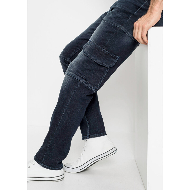 bonprix Strečové džínsy, kapsáčové, Slim Fit, rovné, farba modrá