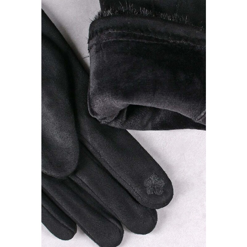 Verde Čierne rukavice s kožušinou Laney
