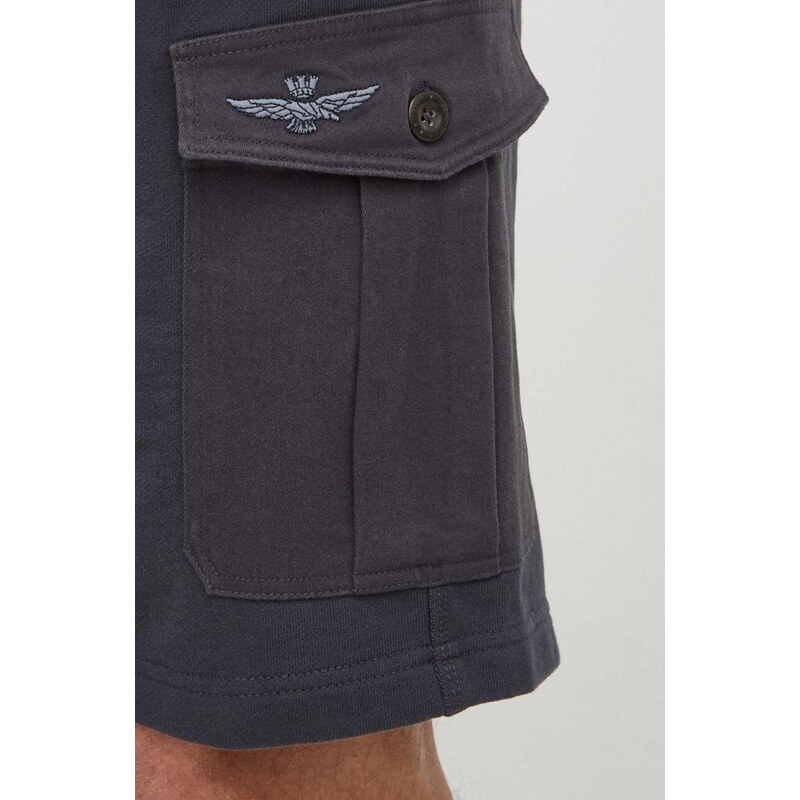 Bavlnené šortky Aeronautica Militare šedá farba