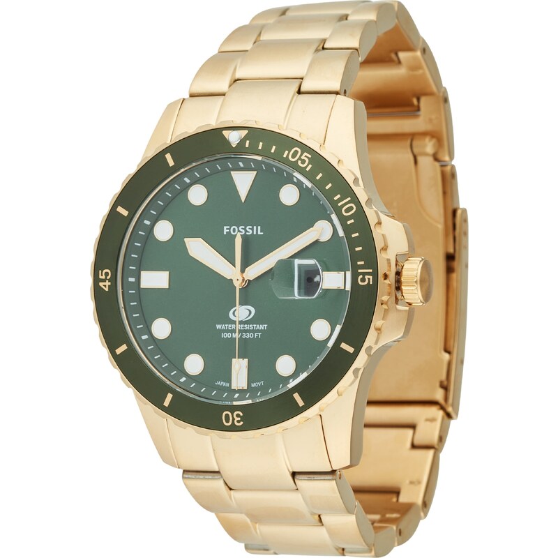 FOSSIL Analógové hodinky zlatá / tmavozelená 57221072