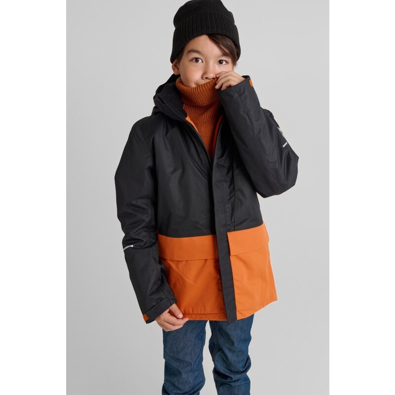 Chlapčenská zimná lyžiarska bunda Reima Timola čierna/oranžová 46595155