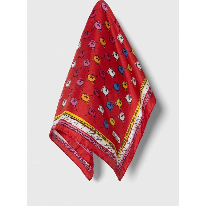 Hodvábna vreckovka Moschino červená farba, M5760 50347